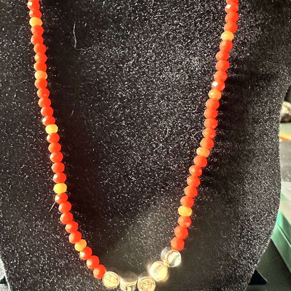 Park Lane FREYA Elegant Orange and Gold Beaded Necklace